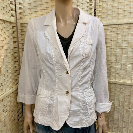 Sonoma, Vintage White Linen Jacket - Size M