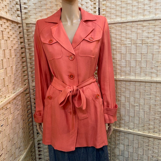 Eci New York, Coral Trench Coat - Size 6