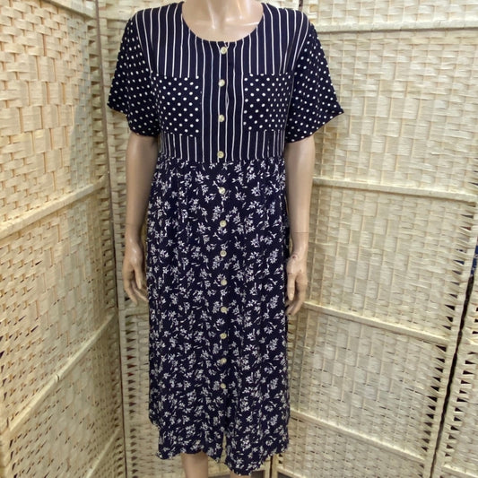 Michael K & Company, Patterned Blue Dress - Size M