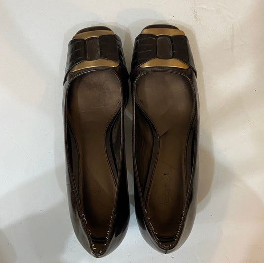 Liz Claiborne, Brown and Gold Square Heels - Size 8
