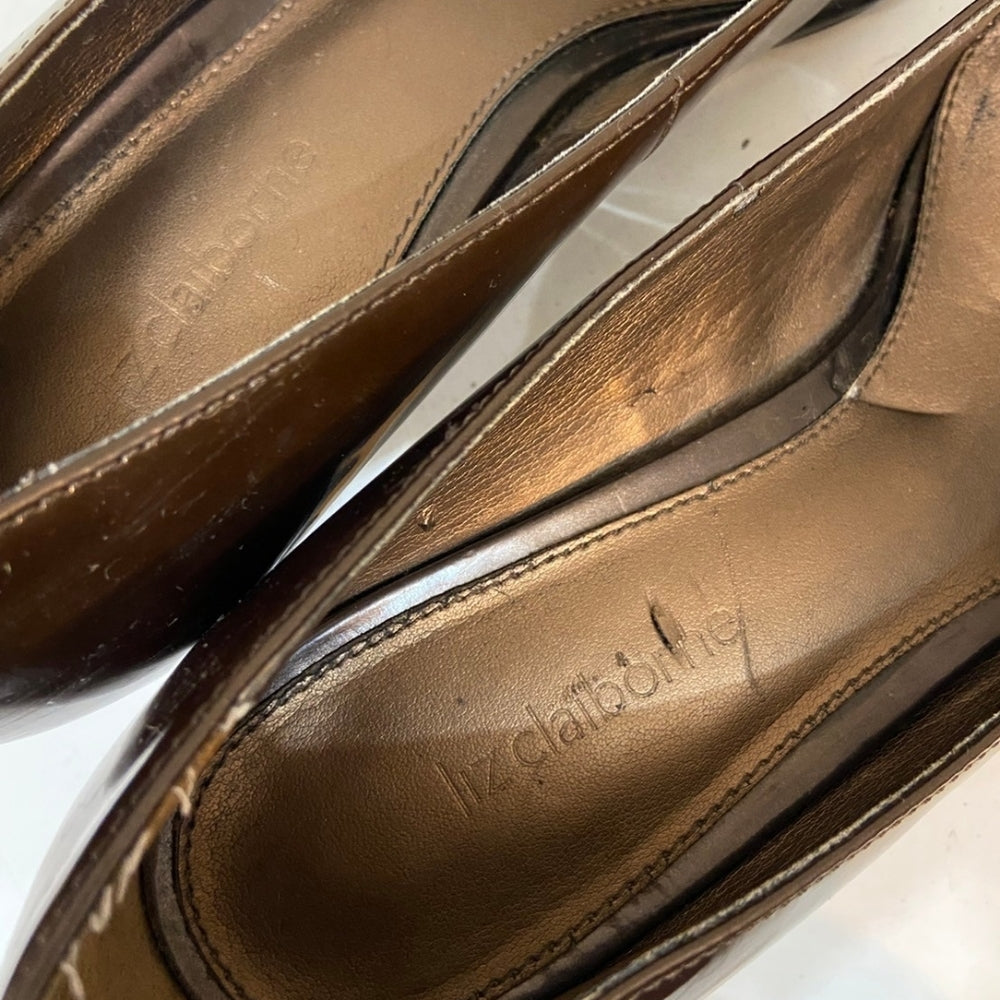 Liz Claiborne, Brown and Gold Square Heels - Size 8