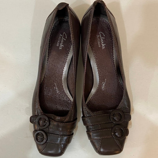 Clark's Artisan, Brown Leaather Low Heels - Size 9