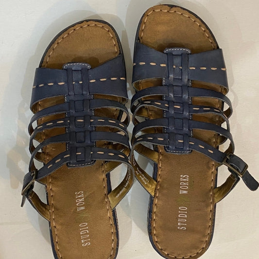 Studio Works, Blue Antigua Leather Sandals - Size 8
