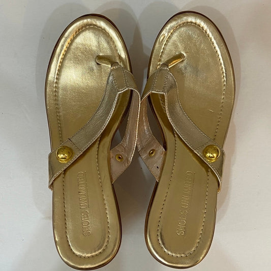 Shoes Unlimited, Gold Platform Sandals - Size 9