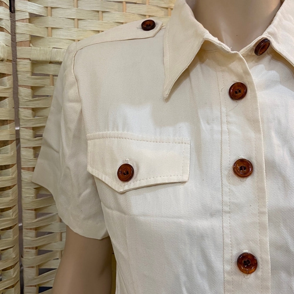 Dawn Joy Fashions, Vintage Cream Button Down Dress - Size 7-8