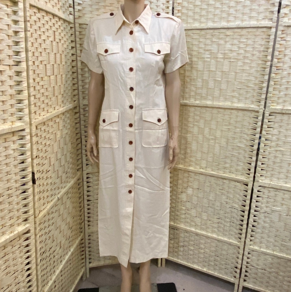 Dawn Joy Fashions, Vintage Cream Button Down Dress - Size 7-8
