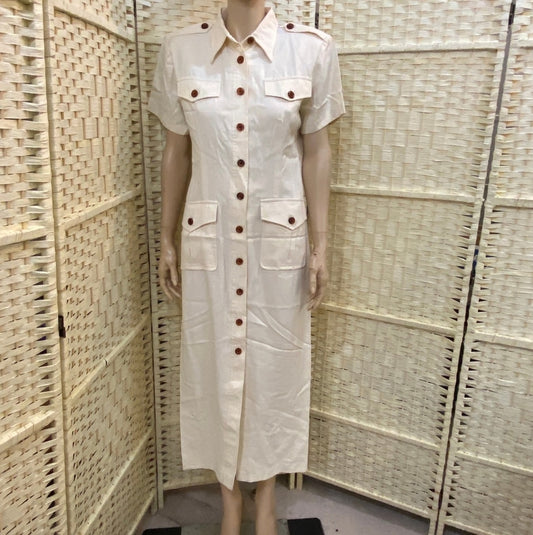 Dawn Joy Fashions, Vintage Cream Button Down Dress - Size 7-8