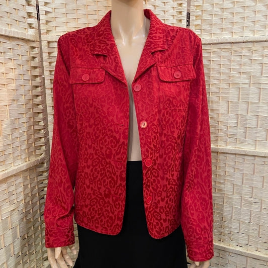 TanJay, Red Cheetah Print Blazer - Size 16