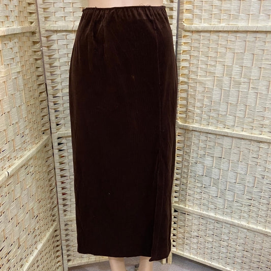 Brown Corduroy Skirt with Slit - Size M