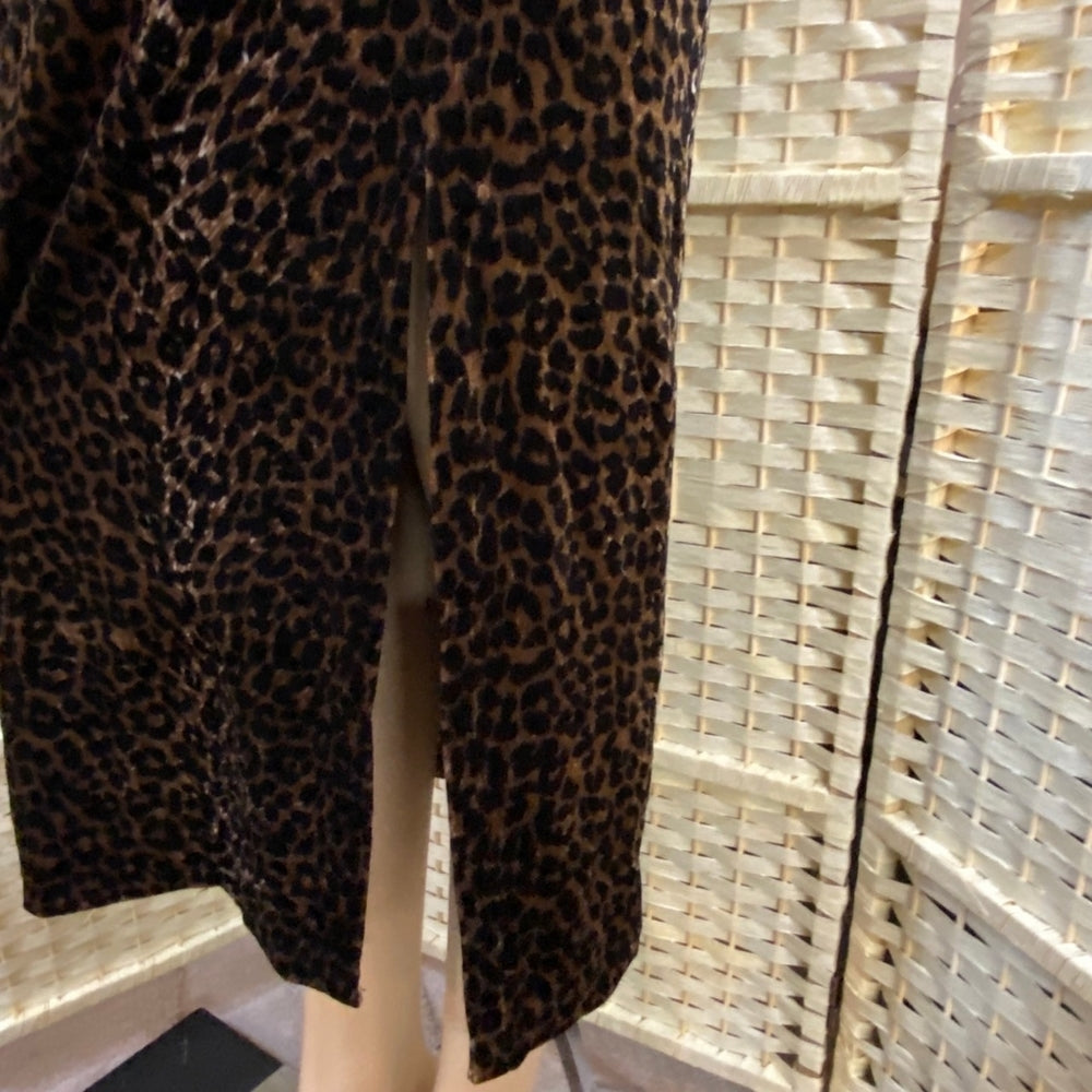 Gold Brown Velvety Cheetah Print Skirt - Size M