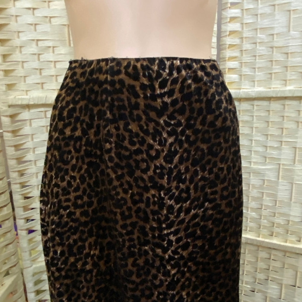 Gold Brown Velvety Cheetah Print Skirt - Size M
