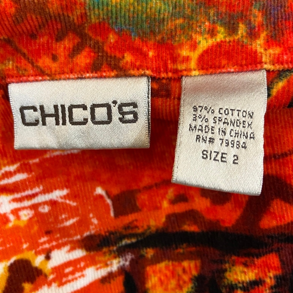 Chico's, Orange Corduroy Shirt Jacket - Size 2