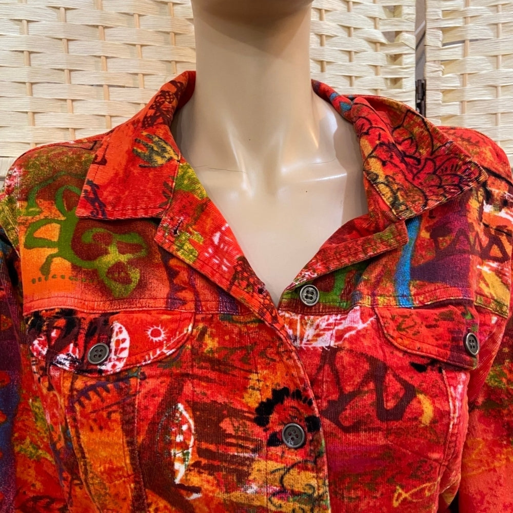 Chico's, Orange Corduroy Shirt Jacket - Size 2