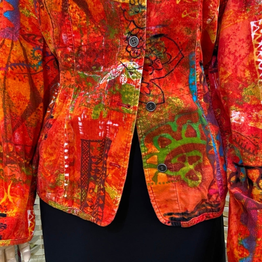 Chico's, Orange Corduroy Shirt Jacket - Size 2
