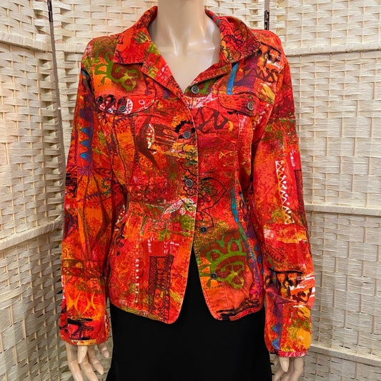 Chico's, Orange Corduroy Shirt Jacket - Size 2