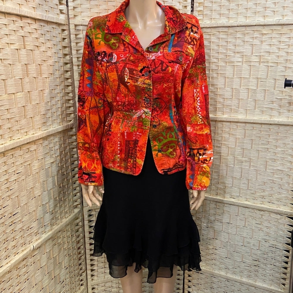 Chico's, Orange Corduroy Shirt Jacket - Size 2