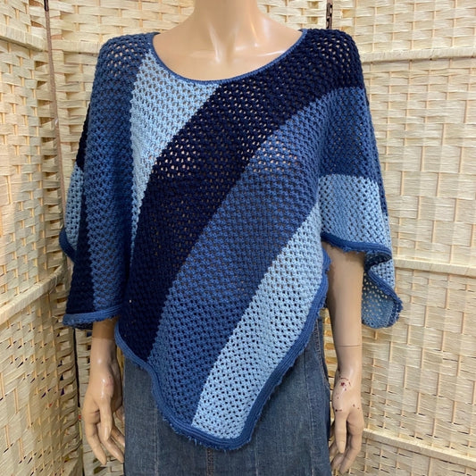Vintage Blue Crochet Poncho
