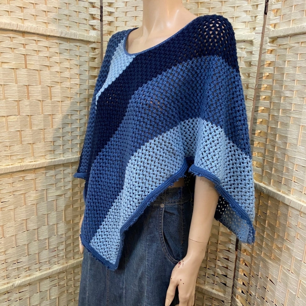 Vintage Blue Crochet Poncho