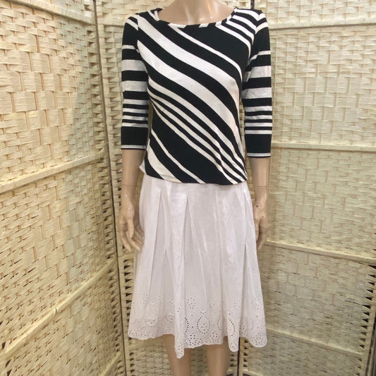 Studio Y, Black and White Top, and St. John's Bay, White Cotton Skirt Outfit Set