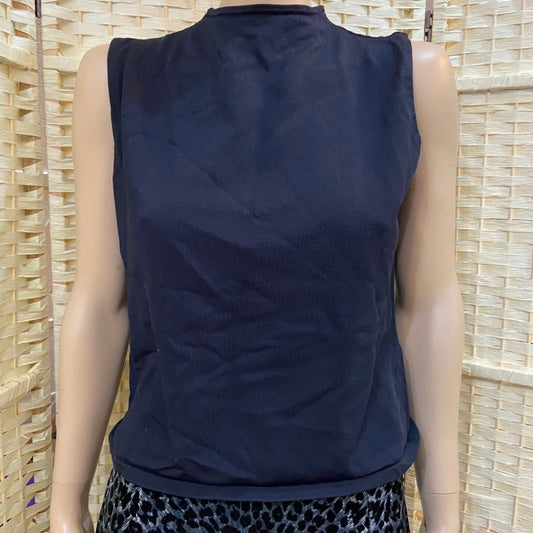 Jones New York, Navy Blue High Neck Sleeveless Top - Size L