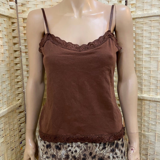 SO..., Brown Lace Tank Top Camisole - Size L