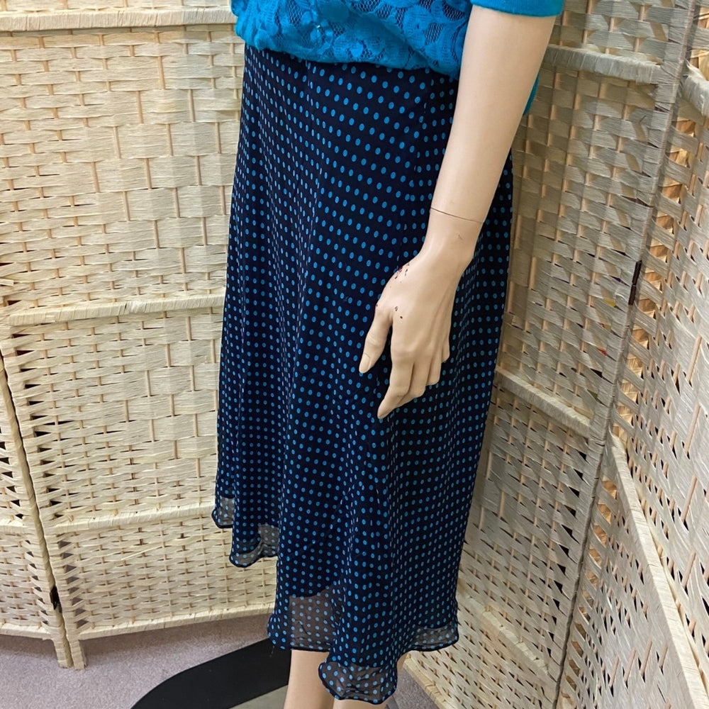 3pc Eyelash Couture, Aqua Blue Lace Top and Blue Polka Dot Skirt Outfit Set