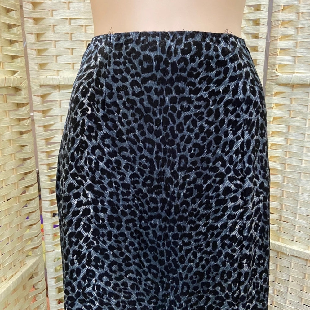 3pc Black Lacy See Through and Silver Blue Cheetah Print Skirt Outfit Set
