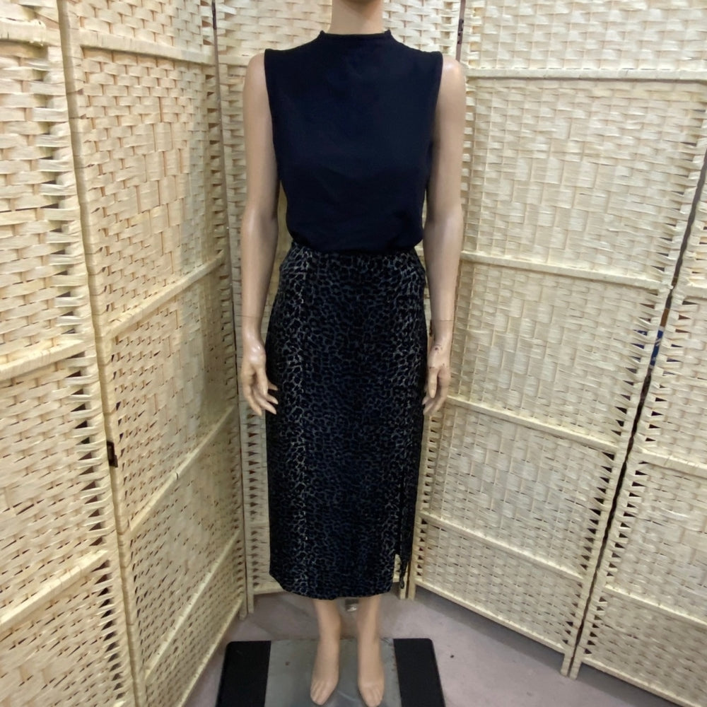 3pc Black Lacy See Through and Silver Blue Cheetah Print Skirt Outfit Set
