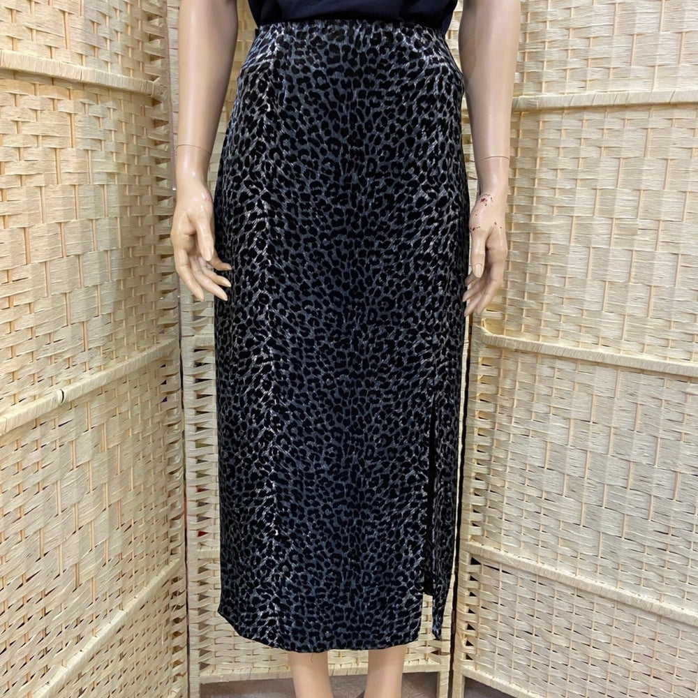 3pc Black Lacy See Through and Silver Blue Cheetah Print Skirt Outfit Set