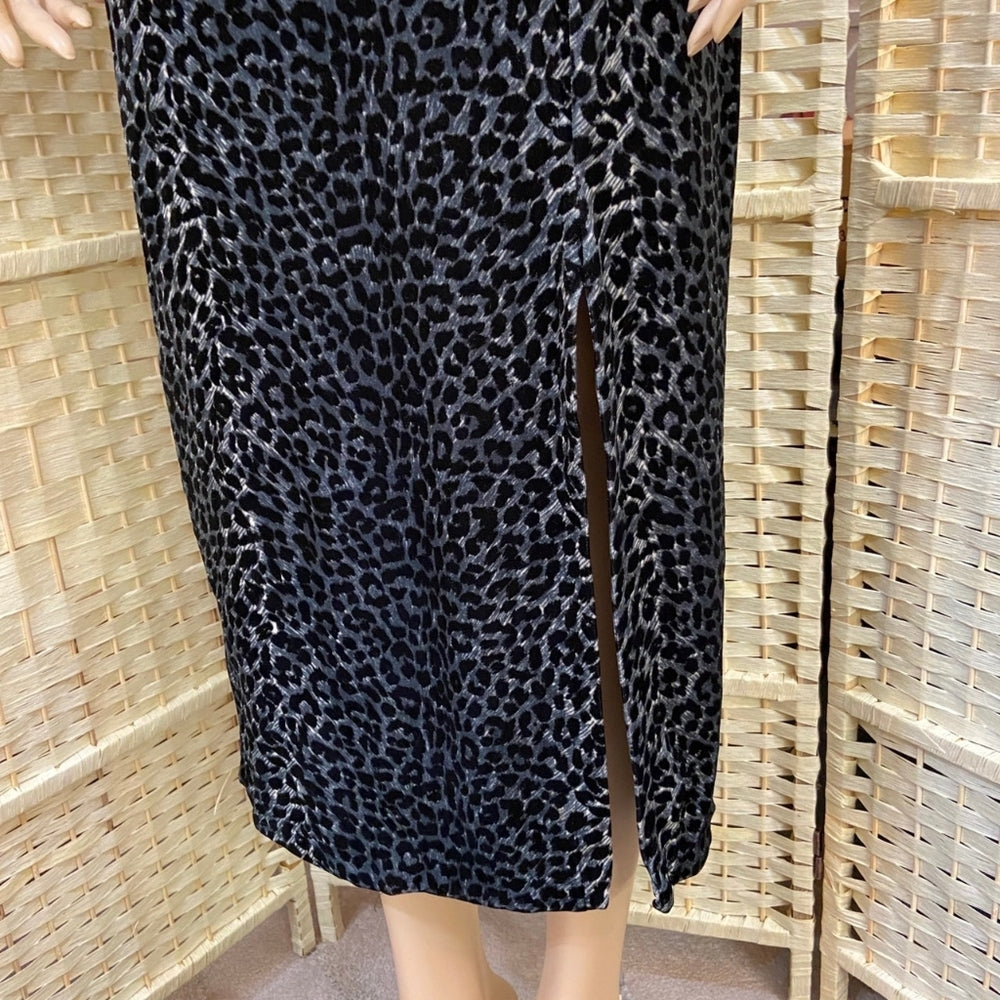 3pc Black Lacy See Through and Silver Blue Cheetah Print Skirt Outfit Set