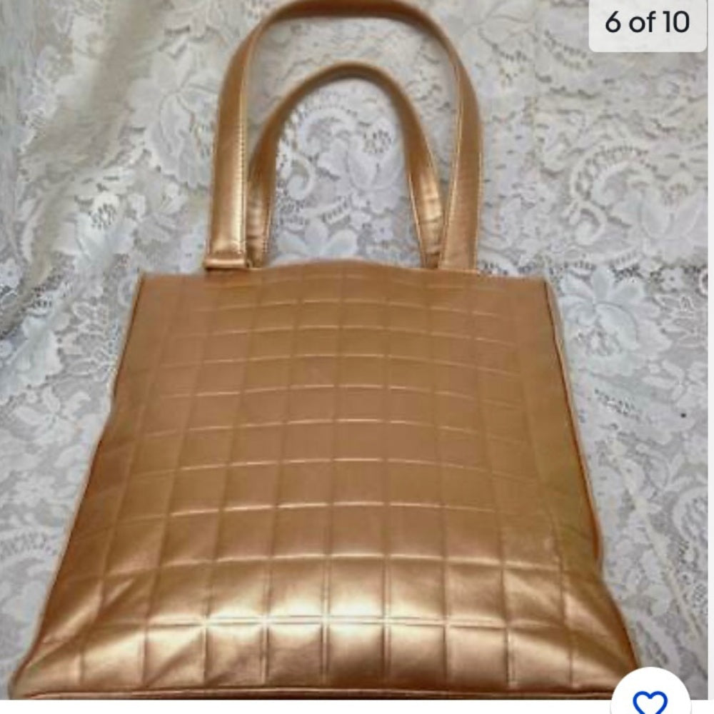 Authentic Chanel Gold Lambskin Chico Bar Handbag 11.5in x 11in x 3in