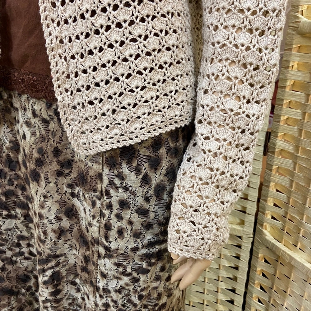 3pc Brown and Tan Lace Outfit Set