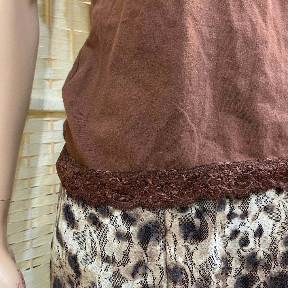 3pc Brown and Tan Lace Outfit Set