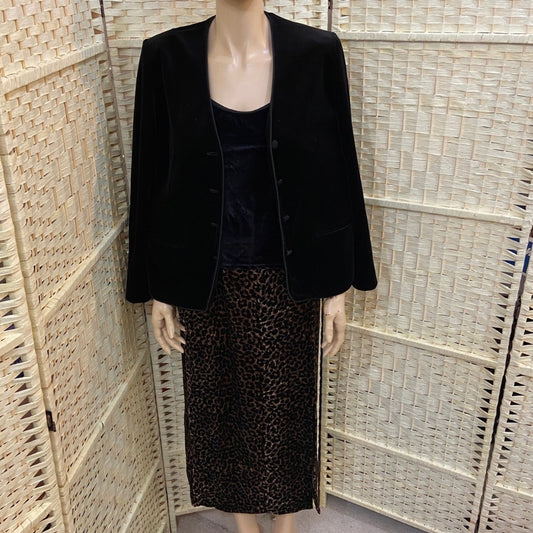 3pc Black and Blue Velvet Outfit Set