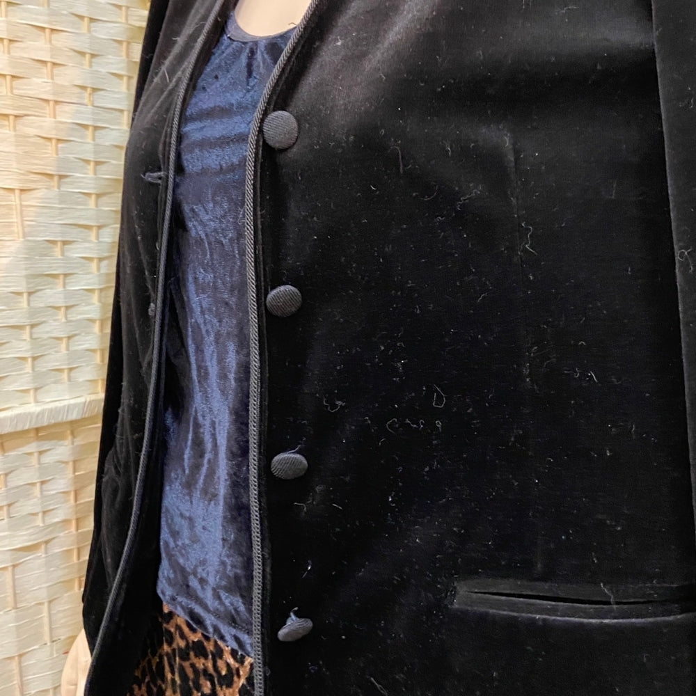 3pc Black and Blue Velvet Outfit Set
