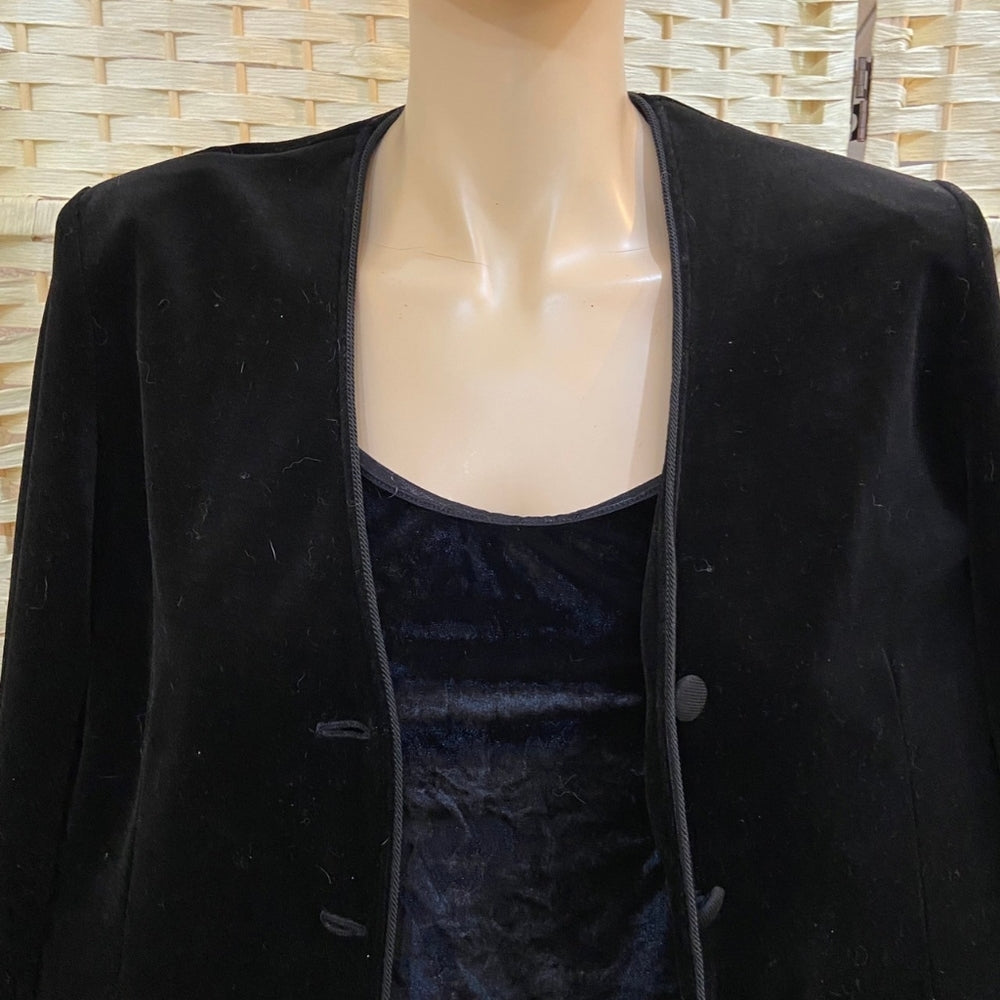 3pc Black and Blue Velvet Outfit Set
