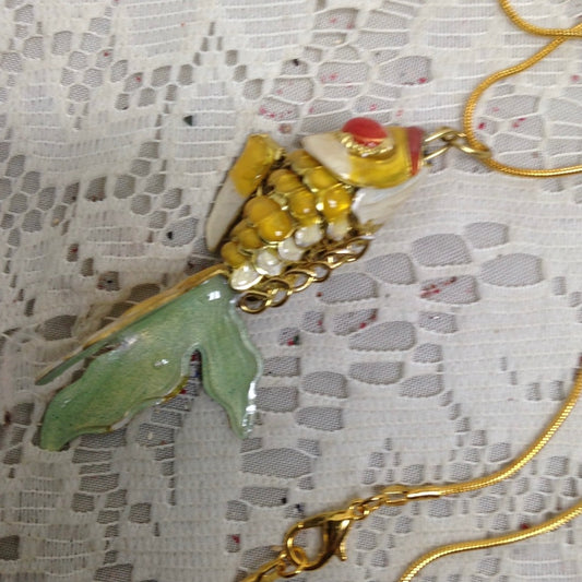 3-Way, Multi-colored Fish 18-in Gold Plated Necklace