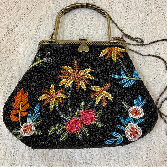 Vintage, Stunning, Multi-color Beaded 2-way Handbag-Crossbody 13in x 9in x 2in