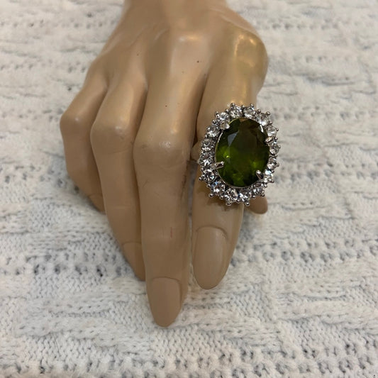 Green Peridot Princess Ring- Size 10