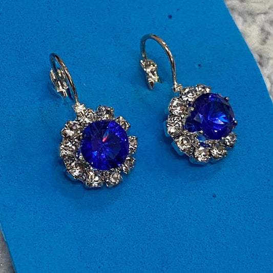 Princess Earrings, Blue Floral Pierced Dangling