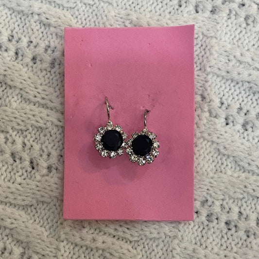 Princess Earrings, Black Floral