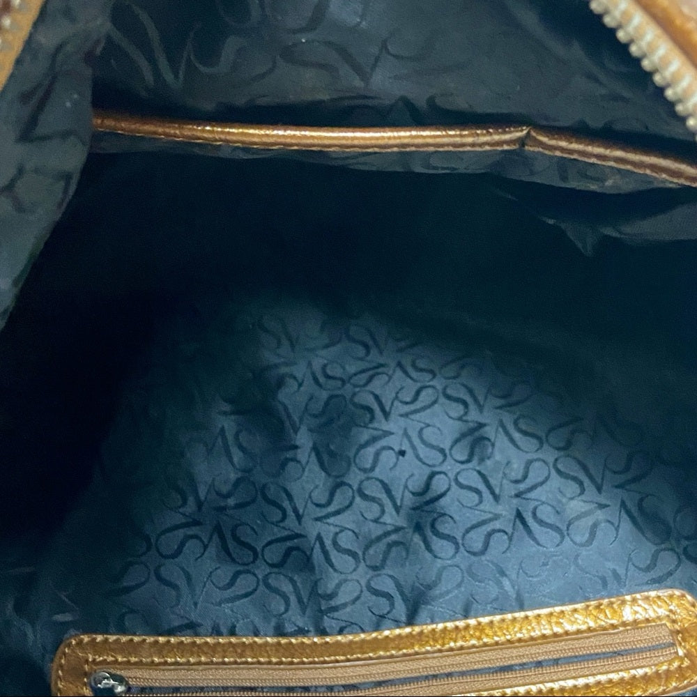 Authentic Simply Vera Wang Large Gold Vernis Enamel Hobo Shoulder Bag