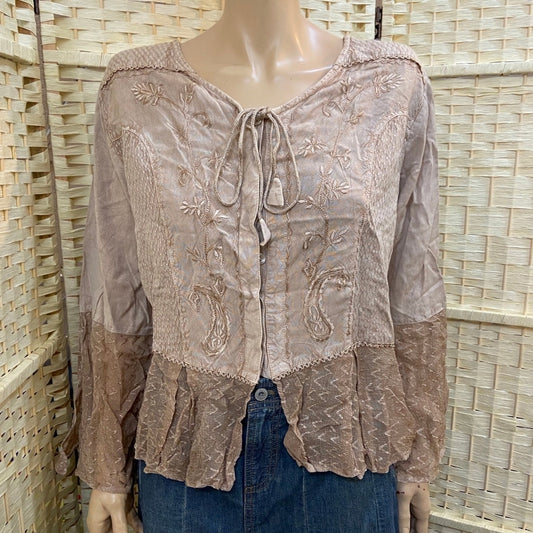 More by Lata, Tan Bohemian Blouse - Size M