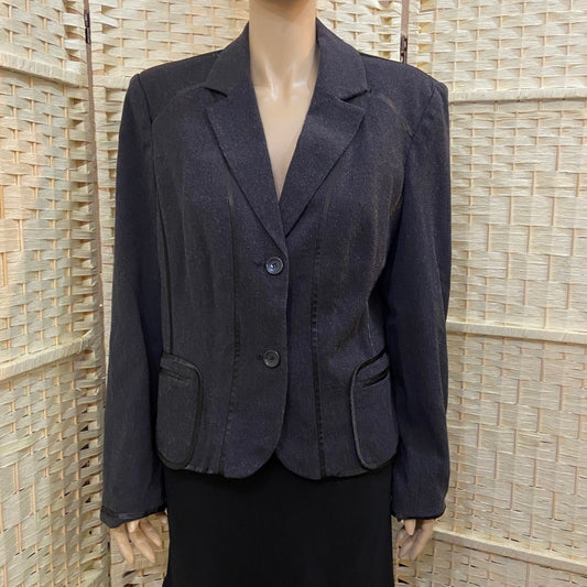 Grace Elements, Gray Blazer with Black Piping - Size L