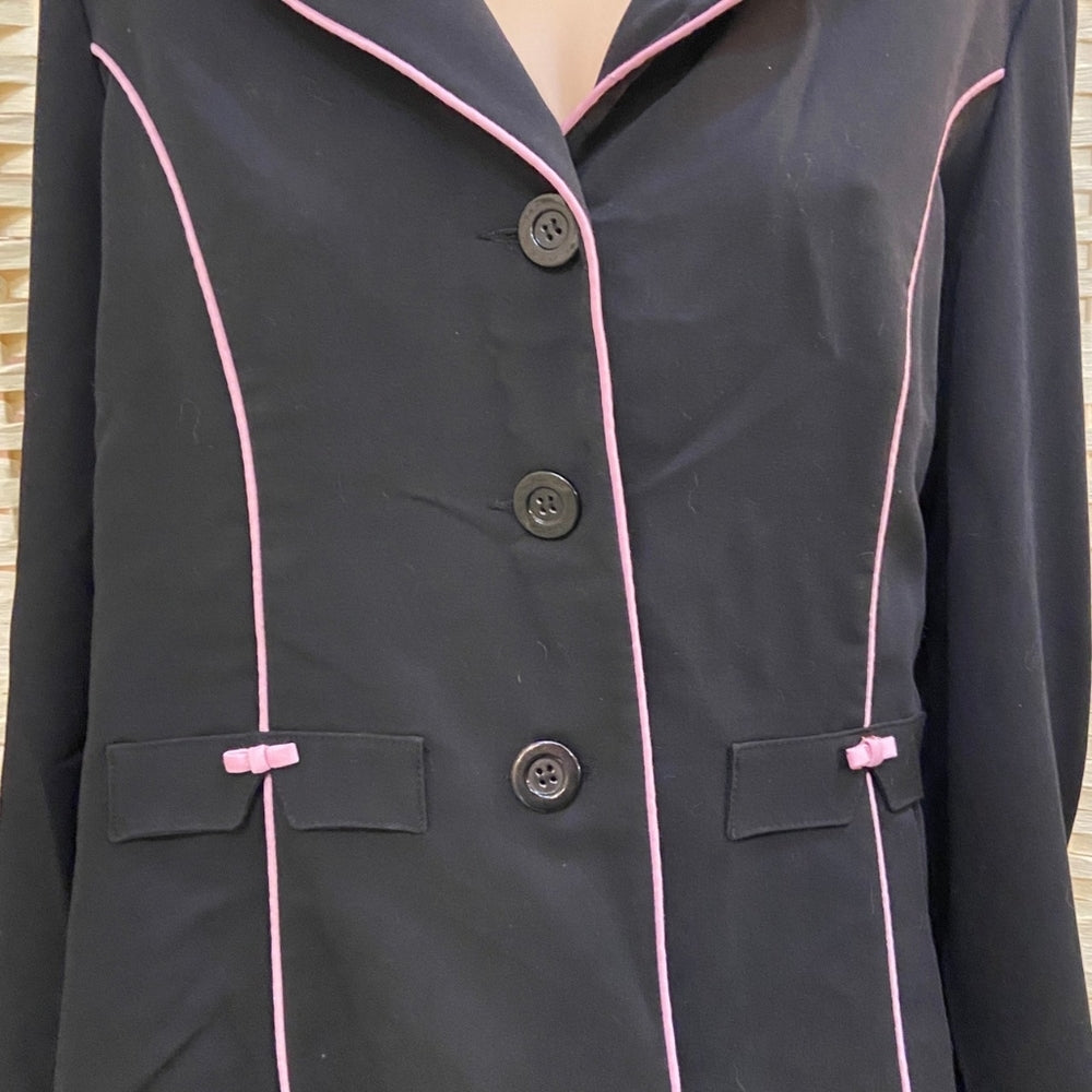 Black Blazer with Pink Piping - Size L