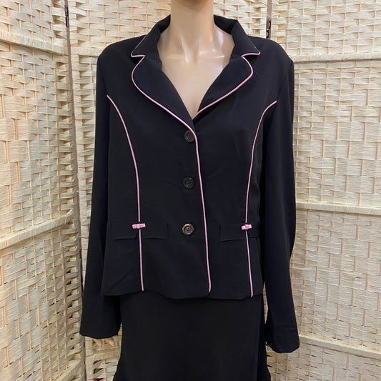 Black Blazer with Pink Piping - Size L