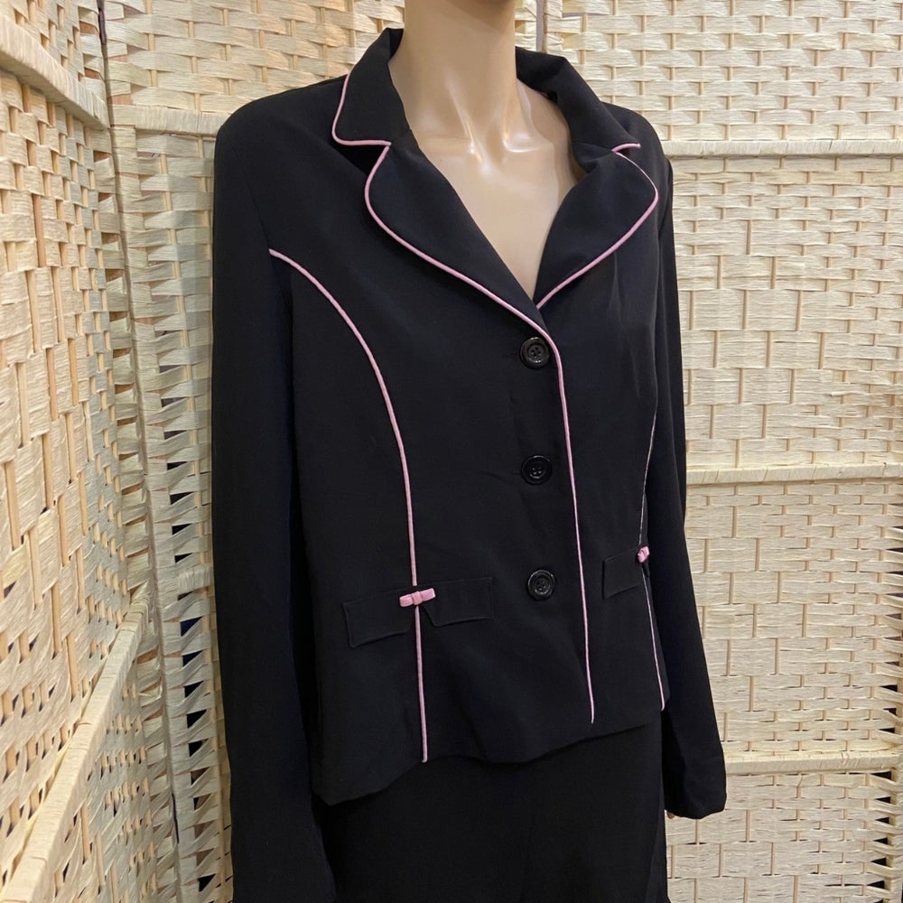 Black Blazer with Pink Piping - Size L