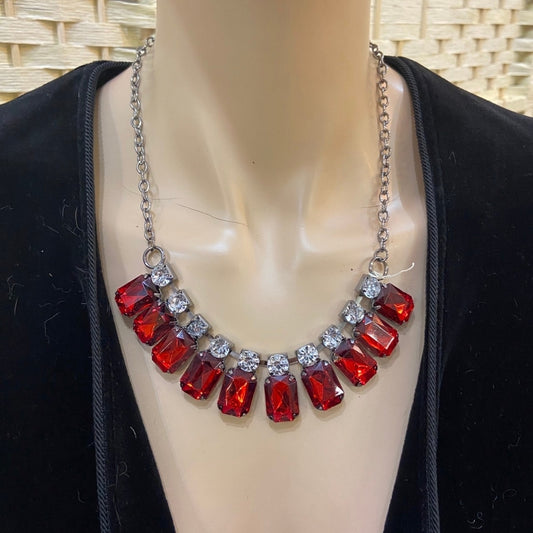 Red Ruby Rhinestone Necklace