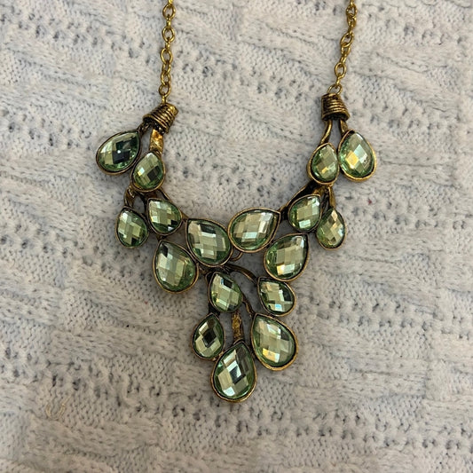 Green Faux Gemstone Gold Tone Necklace