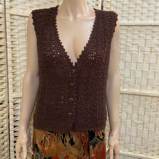 Brown Crochet Vest